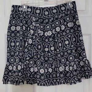 Kate Spade Navy and White Embroidered Skirt